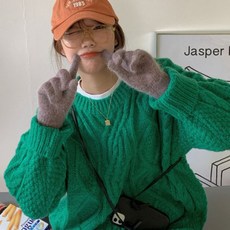 꽈배기 초록 여자 꼬임 하찌 퍼프 벌룬 크리스마스 수입 니트티