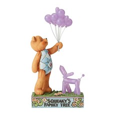 Enesco Jim Shore 버튼과 스퀴키 풍선 동물 패밀리 트리 피규어 21.4cm(8.39인치) 멀티컬러 - 스퀴키