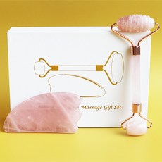 보태샵 페이스 괄사 마사지 롤러, 로즈쿼츠 세트, 1개