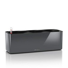 Lechuza 13671 Cube Glossy Triple Self-Watering Garden Planter for Indoor and Outdoor Use Charcoal, 단일옵션