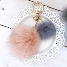 더블유팝 버블퍼키링 리얼 폭스퍼 밍크 털 키홀더 키링 폼폼이 백참 가방 장식 열쇠고리