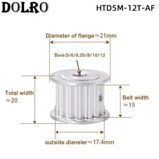 HTD 타이밍 벨트 기어 휠 풀리 폭 15mm 12 AF 타입 5/6/6.35/8/10/12mm 5M 보어 톱니, 01 For Belt width 15mm, 02 5mm