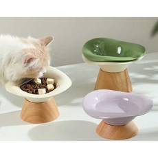 반려묘 밥그릇 반려동물 급체방지 수반 세라믹 2구, 1개, 2. 그린 8.5cm
