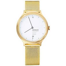 Mondaine Helvetica Quartz Watch with Gold-Plated-Stainless-Steel Strap