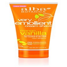 Alba Botanical Mango Vanilla Very Emollient Cream Sha Alba Botanical 망고 바닐라 매우 완화 크림 면도 8온스 튜브(4개 팩, 226g, 4개