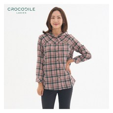 크로커다일레이디 직영_체크 후드 풀오픈 블라우스_CLBFBL202