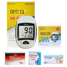 미드미 혈당계+시험지 50매+침 110개+솜 100매+밴드 10매