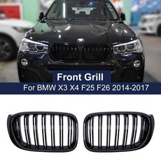 자동차 그릴 한 쌍의 자동차 탄소 섬유 전면 범퍼 그릴 bmw x3 x4 f25 f26 2014 2015 2016 2017 더블 라인 슬랫 트림 스트립 키드니 그릴