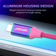 호환 JianHan USB C 케이블 고속 충전 레인보우 브레이드 타입 아이폰 15 삼성 샤오미 화웨이 LG 데이터 3A, [01] 1m