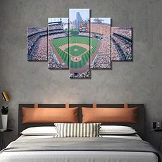 볼티모어 메릴랜드 캔버스 벽 예술 오리올스 홈 장식 Camden Yard 야구 경기장 파노라마 사진 캔버스 벽에 인쇄 현대 메이 (60''Wx40''H Artwork-12), 60''Wx40''H, Artwork-12