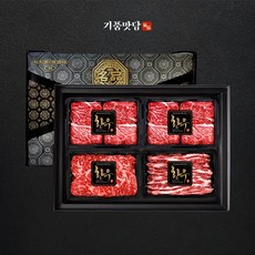 [슈퍼HOT][기품맛담] 한우 1++등급 프리미엄 꽃등심+채끝+갈비살 모둠구이 선물세트 2호 1kg (꽃6+채2+갈2), 단품