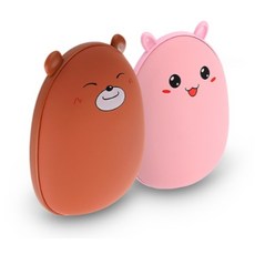쿼프 곰돌이 USB 충전식 양면 대용량 보조배터리 손난로, 핑크