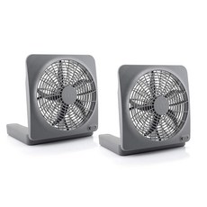 O2COOL Treva 25.4cm(10인치) 휴대용 데스크탑 공기 순환 배터리 전원 팬 | 2가지 속도 제어 컴팩트한 접이식 및 틸트 디자인 AC 어댑터 포함 (2팩)
