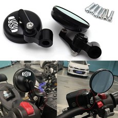 CNC 알루미늄 미니 레트로 오토바이 백미러 블루 글래스 야마하 XSR700 XSR 700 XSR900 XSR 900 XSR125 155 8mm 10mm, 1)Black