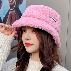 여성 겨울 램스 울 털 벙거지 모자 여자 버킷햇 이니셜 방한 니트 양 캡 슬리브