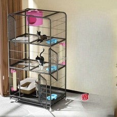 고양이 대형 케이지 펜스 이동장 하우스 철장 울타리 캐리어 켄넬 보호 격리장, 1개, 24. 블랙 1.47 핑크 네스트 패키지4
