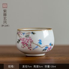 여요 인쇄 수묵화 나한배 차를 음미하는 내추럴 개봉함 가능 기르기 다기, 여요 나한배 보라색 등나무 현봉