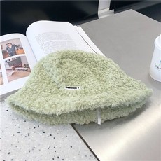 여성 겨울 램스 울 벙거지 모자 여자 버킷햇 이니셜 포인트 방한 양 털 캡
