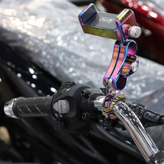 알루스 충전식 오토바이 폰 거치대 크롬 레인보우 (핸들용/핸들바 마운트 22mm), 단품