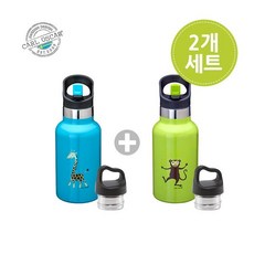 [칼오스카] [칼 오스카]스텐 빨대물병 2개세트/유아스텐물병/유아보온보냉물병/유아텀블러/키, 선택1:무스 / 선택2:카우