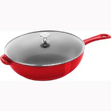 STAUB 스타우브 주철 무쇠 팬 10인치 2.9쿼트 프라이팬 웍, 체리, 2.9-Qt