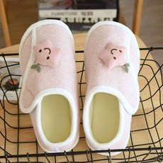 귀여움 핑크 스타 장식 실내 슬리퍼 귀여운 신발 여성 아동 편안함 따뜻하고 아늑한 부드러운, L 사이즈(3940), 핑크 스타 버클, 1개