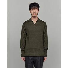 21SS [OFFICINE GENERALE] 그린 SIMONE 울 논버튼 폴로 니트 RASW1E241E2