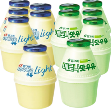 빙그레 바나나우유 혼합2종(바나나맛라이트 and 메로나맛), 6세트, 480ml