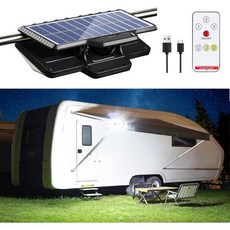LUHLEE 208 LED 고휘도 태양열 RV 조명 외부 현관 클립 리모컨이 있는 외부용 6000mAh 캠퍼 차양용 투광등 실외 모션 센서 Q868159, 1개