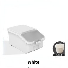 쌀보관 쌀통 진공 원터치 잡곡 보관통 주방 용기 10KG 양동이 쌀 항아리 밀가루 저장 탱크 밀폐 상자 곤충 방지 방습 곡물 애완견 먹이, White, 1개