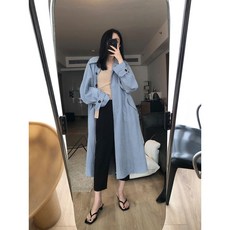가을 프렌치 캐주얼 드레이프 오버핏 빅사이즈 여자 트렌치 코트