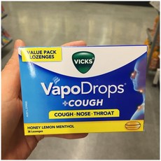 Vicks Vapodrops cough Honey Lemon Menthol 빅스 베이포드롭스 기침 멘솔 허니 레몬맛 목캔디 36개입x2개, 1개 - 천비캔디