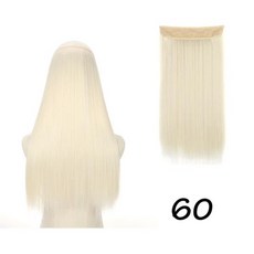 헤어 스타 합성 클립 보이지 않는 물고기 와이어 익스텐션 인조 가짜 긴 짧은 웨이브 헤어피스 여성용 금발, [02] 22 인치, [53] 60, 1개