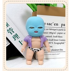 걸스코코 복면복싱선수 감압 장난감 얼굴을 가린 도둑 베이비돌 인형, 블루, 1개