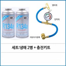 R134a 자동차 냉매 에어컨 가스 에어컨 성능향상, R134a 2병 + 충전 키트, 단일사이즈