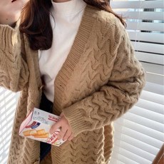 여자 대학생 가을 캠퍼스 룩 롱 가디건 (WFFT4VQ)