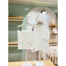 (출산선물)톤톤배냇가운속싸개모자3종세트아이보리25SS, 백아이보리/60, 1개