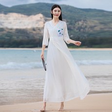 DIPYLON 여성 명상의상 치파오 중국풍 여성복 개량판 당장한원소 현대한복 자수 원피스 중식 복고