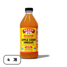 천연 100% 유기농 오가닉 사과식초, 473ml, 4개