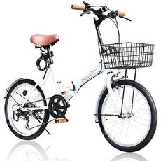 성인 접이식 자전거 바구니 포함 20 인치 p-008n s 자 프레임 SHIMANO 6 단, 2.화이트