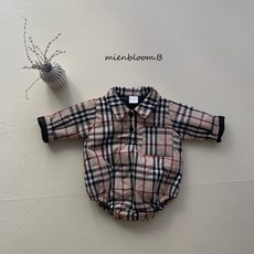 남아 카라 본딩 체크 바디슈트 겨울 돌아기 신생아 백일 6개월 두돌