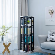 고급형 회전 벽장 원목 lp판 cd dvd 수납장 장식장 보관 보관함 원목 엔틱 인테리어 금속, 4 단 블랙 프레임 화이트 보드