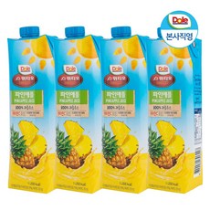 Dole 돌 100% 과즙주스 1000mlx4개 2종 - 파인애플 주스 망고 주스, 1000ml 파인애플 4개