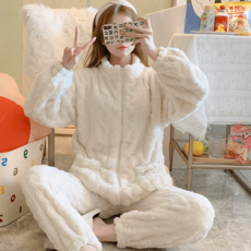 밍크수면바지 따뜻한 여자 인조밍크 커플 두꺼운 잠옷