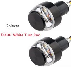 오토바이 LED 전구 조명 헤드라이트 안전등 탐조등 전조등 사이키 12V 핸들바 끝 흰색 노란색 점멸 핸들 그립 바 깜빡이 사이드 마커 램프 2 개, 1) 2Pc White to Yellow