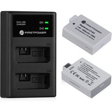 퍼스트 파워 LPE5 배터리2팩 1900mAh 및 듀얼 USB 충전기 캐논 EOS 레벨 XS T1i XSI 1000D 500D 450D 키스 X3 X2 F와 호환 가능