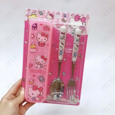 크로스 보더 휴대용 어린이 포크 스텐 캐릭터 포크, hello kitty, 1개