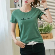 데일로엔 여성용 심플 레터링 U넥 반팔 티셔츠 상품 이미지
