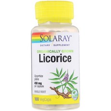 Solaray 유기농 재배 감초 450mg 베지 캡슐 100정, 1개, 상세내용참조