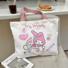 산리오 에코백 정품 캔버스 숄더백 니트백 보조가방